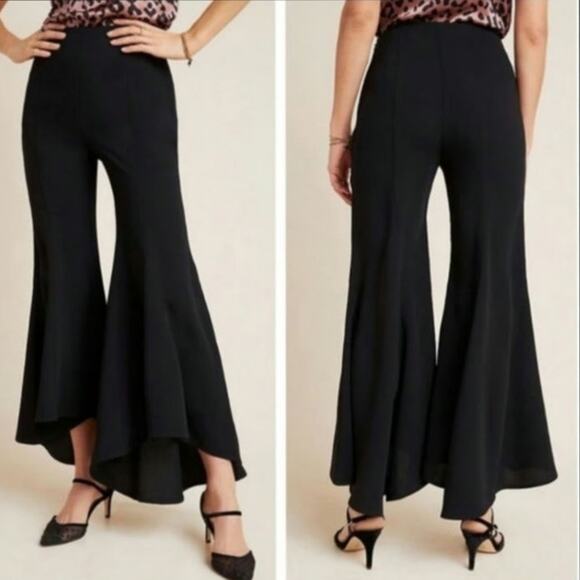Anthropologie Pants - Anthropologie Black Zinnia Tulip Flared Hem Dress Pants Women's Size 6 Boho